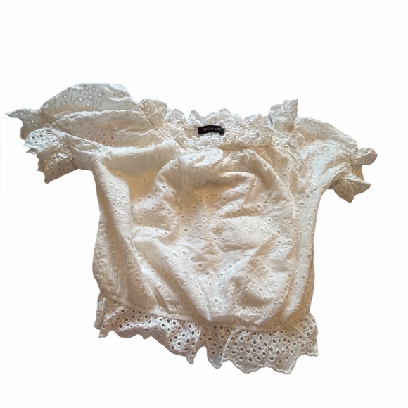Sugar Lips - Niles Eyelet Lace Off The Shoulder
Crop Top Blouse-Size Small - Picture 2 of 10